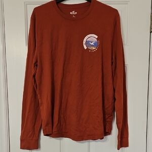 Hollister Men's Brick Red Long Sleeve Tee